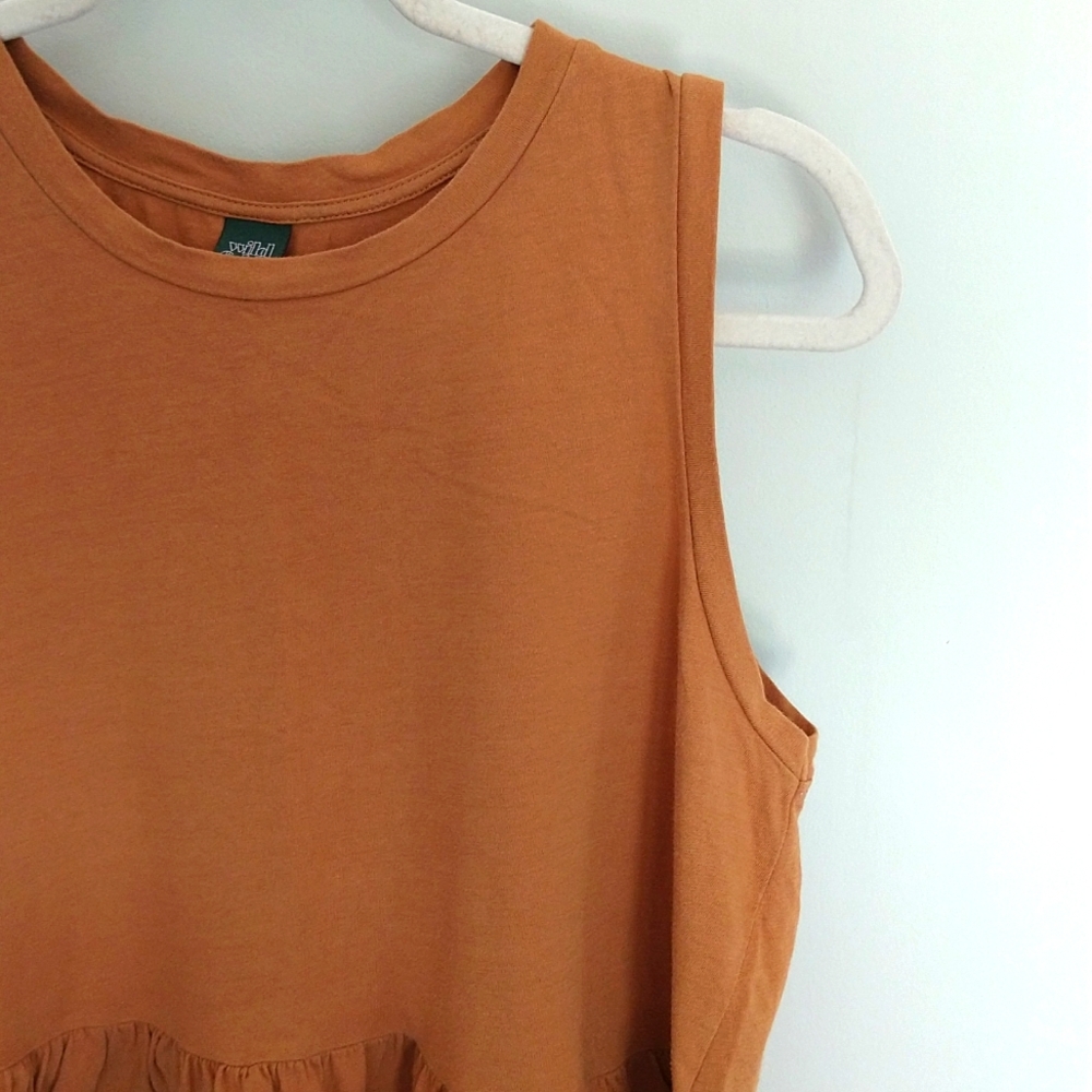 Wild Fable Brown Ruffle Hem Sleeveless Crop Top - Picture 3 of 6